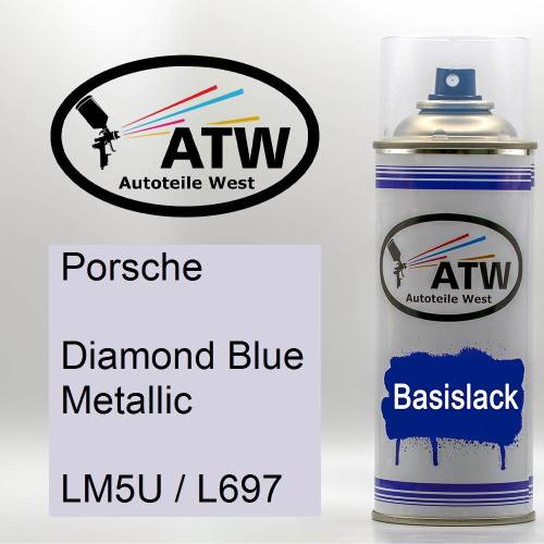 Porsche, Diamond Blue Metallic, LM5U / L697: 400ml Sprühdose, von ATW Autoteile West.